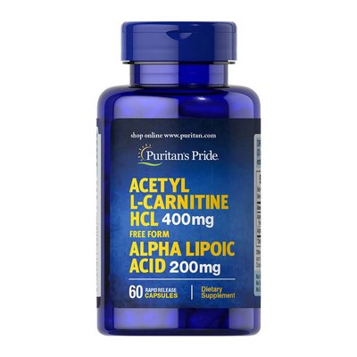 Acetyl L-Carnitine HCL 400 mg with Alpha Lipoic Acid 200 mg (60 caps) 000013831 фото