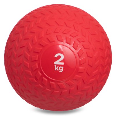 Мяч набивной слэмбол для кроссфита рифленый Record SLAM BALL FI-5729-2 2кг (PVC, минеральный наполнитель, d-23см, красный) FI-5729-2 фото