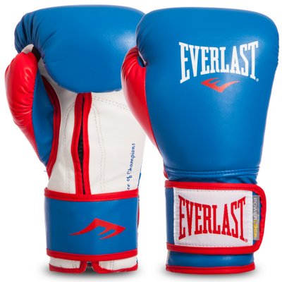 Перчатки боксерские PU на липучке EVERLAST EVP00000728 POWERLOCK (р-р 16oz, синий-красный-белый) EVP00000728 фото