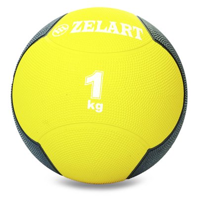 Мяч медицинский медбол Zelart Medicine Ball FI-5121-1 1кг (резина, d-19см, желтый-черный) FI-5121-1 фото