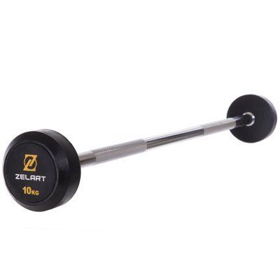 Штанга фіксована пряма прогумована Zelart Rubber Coated Barbell TA-2685-10 довжина-95см 10кг чорний TA-2685-10 фото