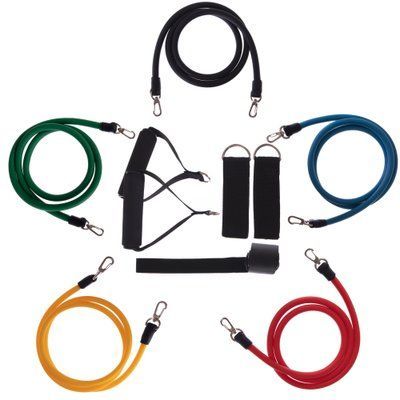 Еспандер багатофункціональний для фітнесу 5 джгутів Power Bands SP-Sport FI-5955 120см в чехле різнокольоровий FI-5955 фото