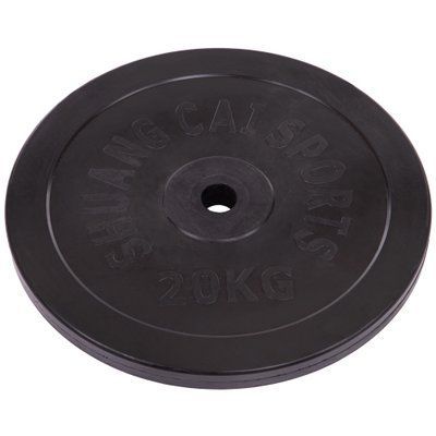 Диски для штанги обгумовані SHUANG CAI SPORTS TA-2188-20S 30мм 20кг чорний TA-2188-20S фото