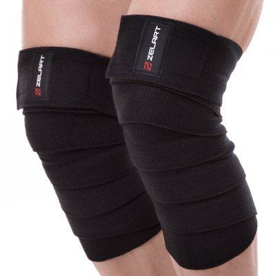 Бинты на колени (для приседаний) (1шт) Zelart SB-167075 (PL, эластан, l-2м, черный) SB-167075 фото