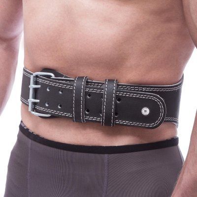 Пояс атлетический кожаный FAIRTEX 161078 (ширина-6in (15см), р-р S-XL, с подкладкой для спины, черный) 161078_M фото