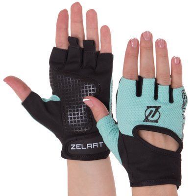 Перчатки для фитнеса ZELART MA-3886 (PL, эластан, открытые пальцы, размер XS-XL, цвета в ассортименте) MA-3886_Черный-мятный_S фото