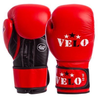 Перчатки боксерские профессиональные AIBA VELO кожаные 2080 (р-р 10-12oz, красный) 2080_Красный_10_унции фото