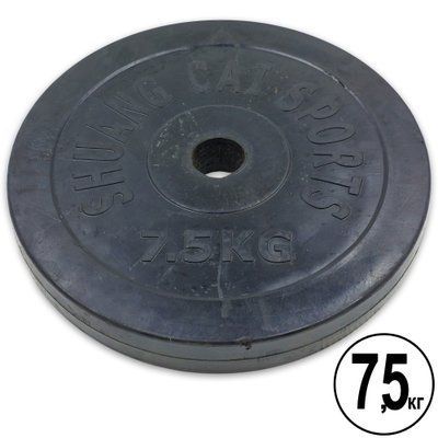 Диски для штанги обгумовані SHUANG CAI SPORTS TA-1803-7_5B 52мм 7,5кг чорний TA-1803-7_5B фото