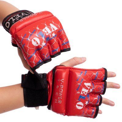Рукавиці для змішаних єдиноборств MMA шкіряні VELO ULI-4032 S-XL кольори в асортименті ULI-4032_Красный_L фото