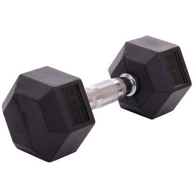 Гантель цільна шестигранна Zelart TA-2679-7_5 1шт 7,5кг чорний TA-2679-7_5 фото