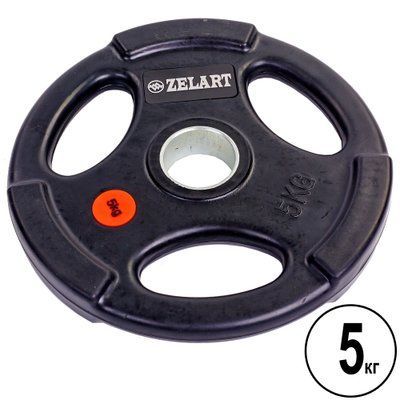 Диски для штанги обгумовані Zelart Z-HIT TA-5160-5 51мм 5кг чорний TA-5160-5 фото