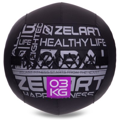 Мяч набивной для кроссфита 3кг Zelart FI-2637-3 (MD1293-3) (PVC, PP, резина, d-35см, черный) FI-2637-3 фото