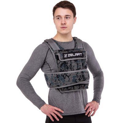 Жилет обважнювач з регульованою вагою Zelart WEIGTH VEST TA-7806-15 вага-1,5-15кг камуфляж TA-7806-15 фото