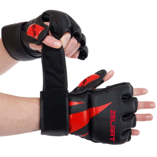 Перчатки для смешанных единоборств MMA Zelart BO-8355 M-XL BO-8355_Черный-красный_M фото