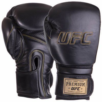 Перчатки боксерские кожаные на липучке UFC PRO Prem Hook & Loop UHK-75050 (р-р 16oz, черный) UHK-75050 фото