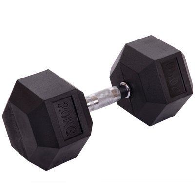 Гантель цільна шестигранна Zelart TA-2679-20 1шт 20кг чорний TA-2679-20 фото