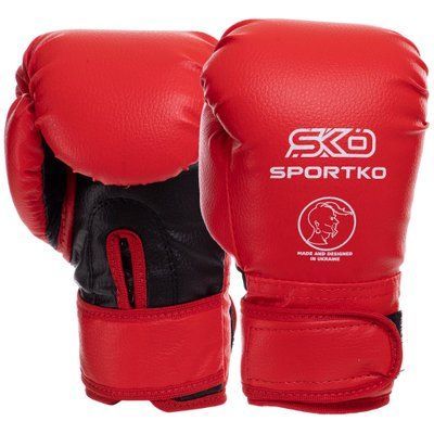 Перчатки боксерские детские искусственная кожа SPORTKO PD-2-B (кожвинил, размер 4-7 oz, цвета в ассортименте) PD-2-B_Красный_4_унции фото
