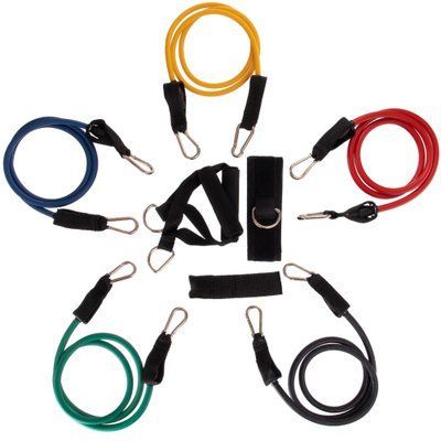 Еспандер багатофункціональний для фітнесу 5 джгутів Resistance Band Zelart ET-501 у чохлі різнокольоровий ET-501 фото