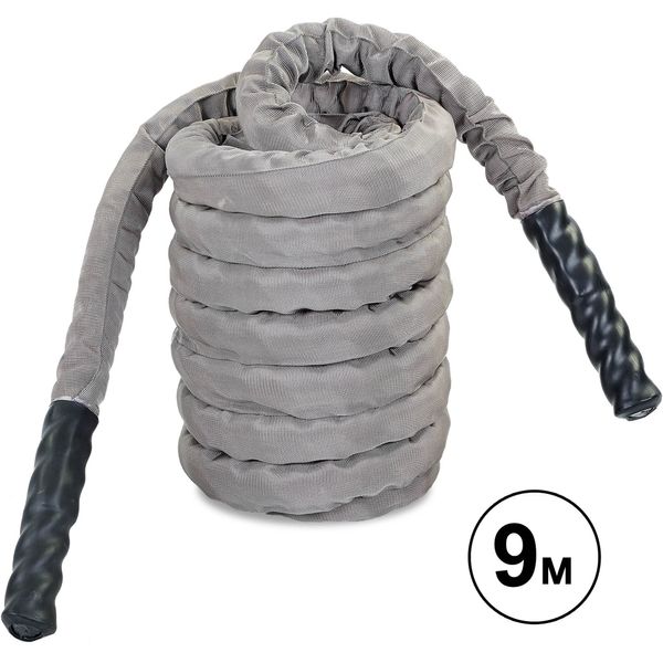 Канат для кроссфита в защитном рукаве BATTLE ROPE Zelart FI-5719-9 (полиэстер, нейлон, l-9м,d-3,8см, серый) FI-5719-9 фото