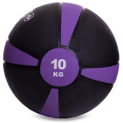 М'яч медичний медбол Zelart Medicine Ball FI-5122-10 10кг чорний-фіолетовий FI-5122-10 фото