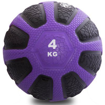 М'яч медичний медбол Zelart Medicine Ball FI-0898-4 4кг чорний-фіолетовий FI-0898-4 фото