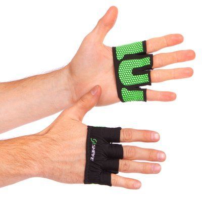 Накладки атлетические (грипад) для поднятия веса WorkOut SP-Sport FI-8038 размер S-XL (Lycra,PVC, цвета в ассортименте) FI-8038_Черный-зеленый_XL фото