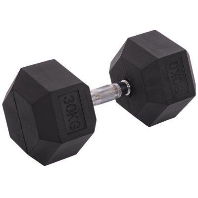 Гантель цільна шестигранна Zelart TA-2679-30 1шт 30кг чорний TA-2679-30 фото