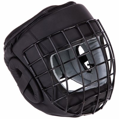 Шлем для единоборств с металлической решеткой кожаный Zelart VL-3150 S-XL VL-3150_Черный_S фото