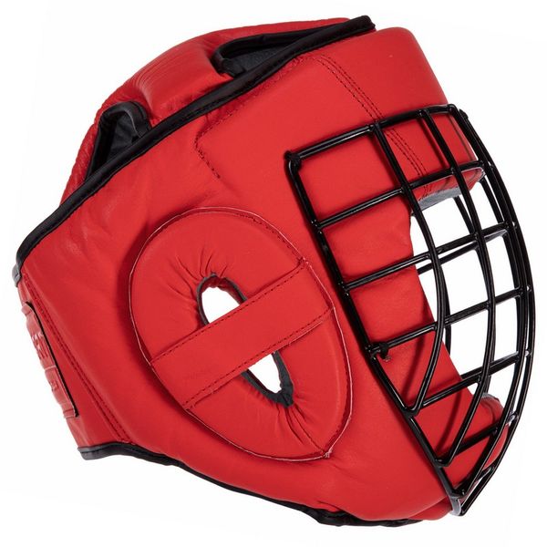 Шлем для единоборств с металлической решеткой кожаный Zelart VL-3150 S-XL VL-3150_Черный_XL фото