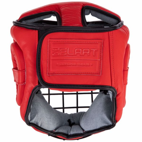 Шлем для единоборств с металлической решеткой кожаный Zelart VL-3150 S-XL VL-3150_Черный_XL фото