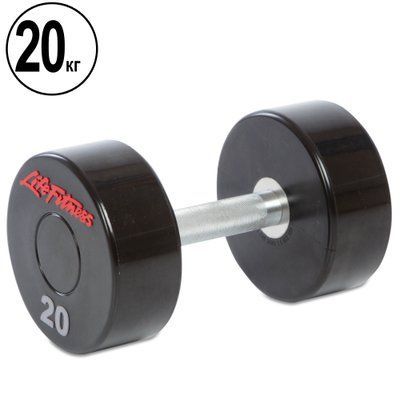 Гантель цілісна професійна LIFE FITNESS SC-80081-20 1шт 20кг чорний-червоний SC-80081-20 фото