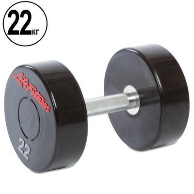 Гантель цілісна професійна LIFE FITNESS SC-80081-22 1шт 22кг чорний-червоний SC-80081-22 фото