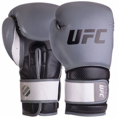 Перчатки боксерские кожаные UFC PRO Training UHK-69996 (размер 18oz, серый-черный) UHK-69996 фото