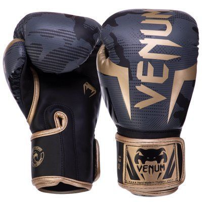 Боксерські рукавиці VENUM ELITE VN1392-535 10-16 унцій камуфляж-золото VN1392-535_Камуфляж_10_унции фото