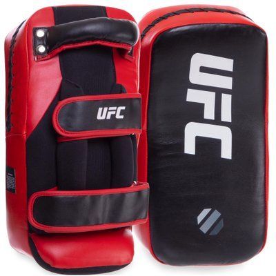 Макивара тай-пэд (2шт) кожаная UFC PRO Thai UCP-75347 (крепление на липучке, р-р 38x19x10см, черный-красный) UCP-75347 фото