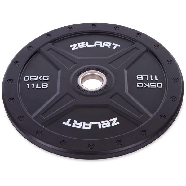 Бамперные диски для кроссфита Bumper Plates резиновые d-51мм Zelart TA-2258-5 5кг (d-45см,черный) TA-2258-5 фото