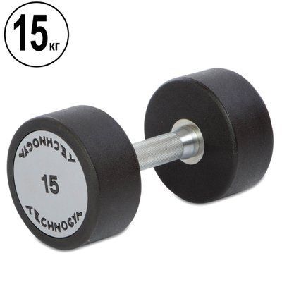 Гантель цілісна професійна TECHNOGYM TG-1834-15 1шт 15кг чорний-сірий TG-1834-15 фото