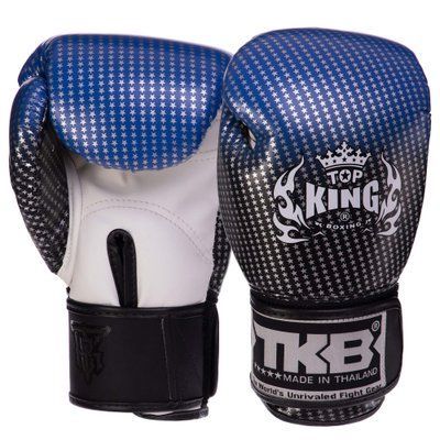 Перчатки боксерские кожаные детские на липучке TOP KING Super Star TKBGKC-01 (р-р S-L, цвета в ассортименте) TKBGKC-01_Синий_S фото