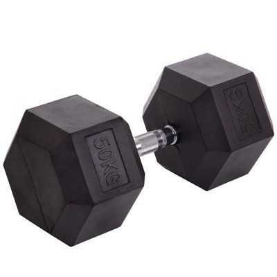 Гантель цільна шестигранна Zelart TA-2679-50 1шт 50кг чорний TA-2679-50 фото