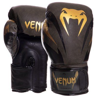 Перчатки боксерские PU VENUM IMPACT VN03284-230 (PU, размер 10-14oz, хаки-золотой) VN03284-230_16_унции фото