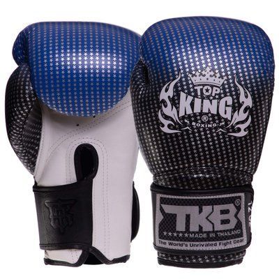 Перчатки боксерские кожаные TOP KING Super Star TKBGSS-01 (размер 8-18oz, цвета в ассортименте) TKBGSS-01_Черный-синий_8_унции фото