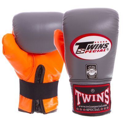 Снарядные перчатки кожаные TWINS TBGL-6F (р-р M-XL, цвета в ассортименте) TBGL-6F_Серый-оранжевый_XL фото