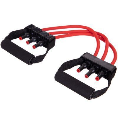 Еспандер трубчастий з ручками для фітнесу SP-Sport Resistance Band 8021-30 75см навантаження 13,5кг 30LB червоний 8021-30 фото