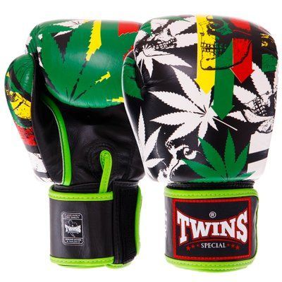 Перчатки боксерские кожаные на липучке TWINS FBGVL3-54 GRASS (р-р 10-14oz, зеленый) FBGVL3-54_Зеленый_10_унции фото