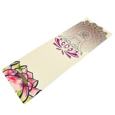 Килимок для йоги Льняний (Yoga mat) Record FI-7156-3 розмір 183x61x0,3см принт Спокій Лотоса бежевий FI-7156-3 фото