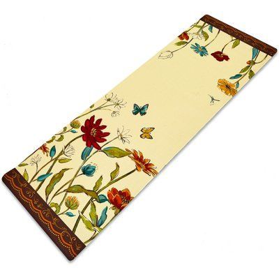 Килимок для йоги Льняний (Yoga mat) Record FI-7157-2 розмір 183x61x0,3см з Квітковим принтом бежевий FI-7157-2 фото