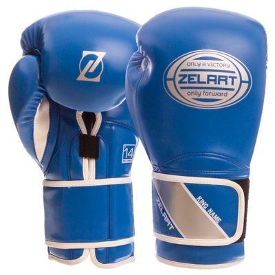 Перчатки боксерские PU Zelart BO-1361 (размер 10-14oz, цвета в ассортименте) BO-1361_Синий-серебряный_12_унции фото