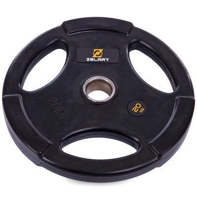 Диски для штанги обгумовані Zelart TA-2673-20 51мм 20кг чорний TA-2673-20 фото