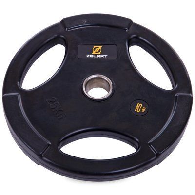 Диски для штанги обгумовані Zelart TA-2673-25 51мм 25кг чорний TA-2673-25 фото