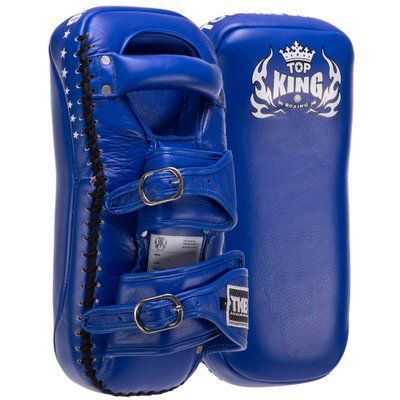 Пады для тайского бокса Тай-пэды из натуральной кожи (2шт) TOP KING Extreme TKKPE-L (поддержка для рук, р-р L 37х19х11см, на липучке, цвета в ассорт.) TKKPE-L_Синий фото